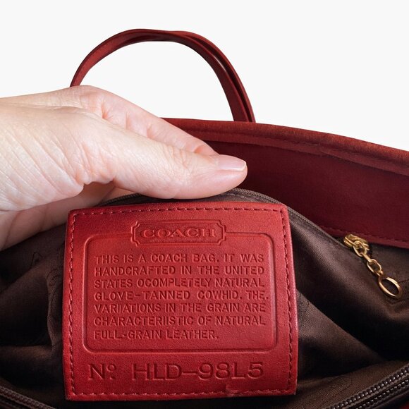 Coach Hamptons Tote 9818 Red Glove-Tanned Leather | Brass Hardware | Vintage USA - Picture 4 of 8